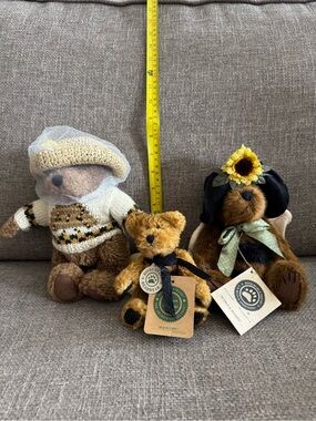 Set of 3 Boyd Bears with Flower and Knit Details - Brown, Tan, Cream